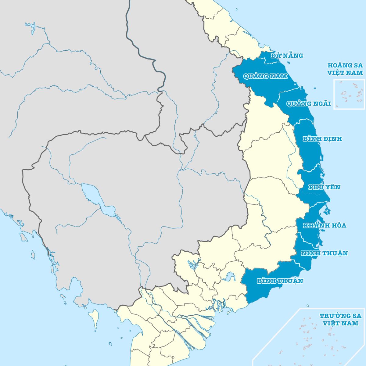 Vietnam Mapa: Costa Central del Sur