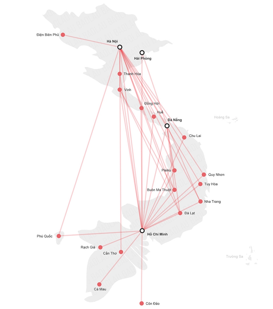 ¿Cuántos aeropuertos hay en Vietnam? - Aeropuertos Vietnam mapa