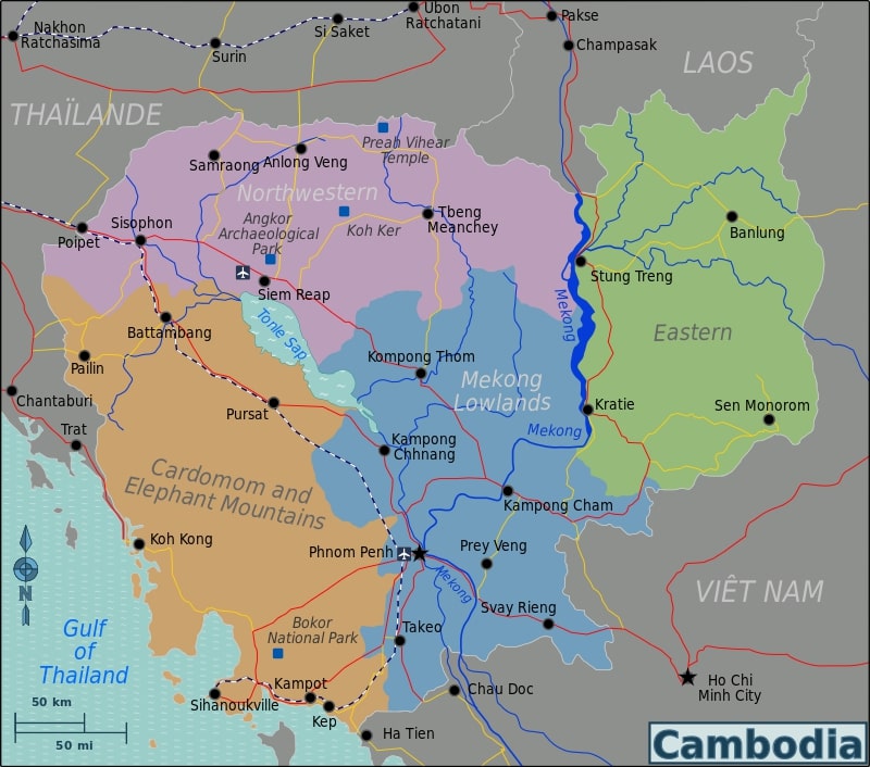 Camboya mapa: Geografía