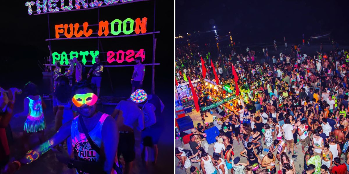 La Full Moon Party en la playa de Haad Rin, Koh Phangan