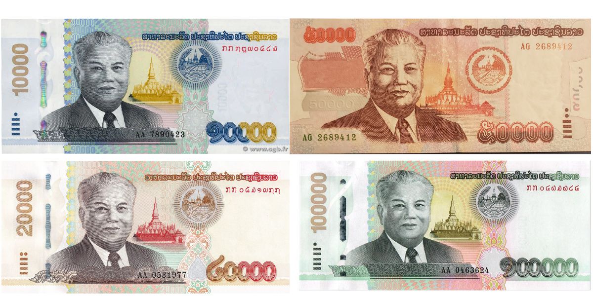 Denominaciones de los billetes en Laos